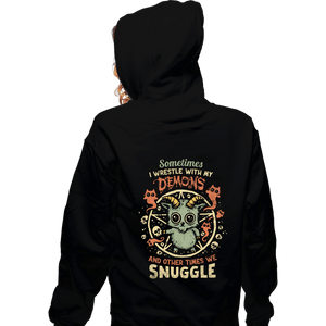Daily_Deal_Shirts Zippered Hoodies, Unisex / Small / Black I Wrestle With My Demons
