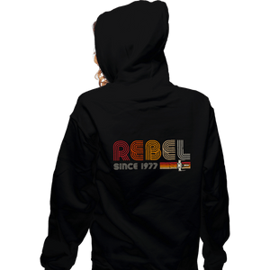 Daily_Deal_Shirts Zippered Hoodies, Unisex / Small / Black Rebel Since 1977