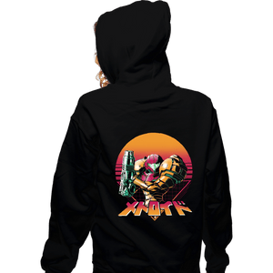 Secret_Shirts Zippered Hoodies, Unisex / Small / Black Retro Space Hunter