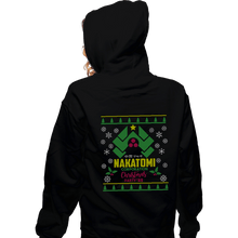 Load image into Gallery viewer, Daily_Deal_Shirts Zippered Hoodies, Unisex / Small / Black Nakatomi Party Sweater &#39;88
