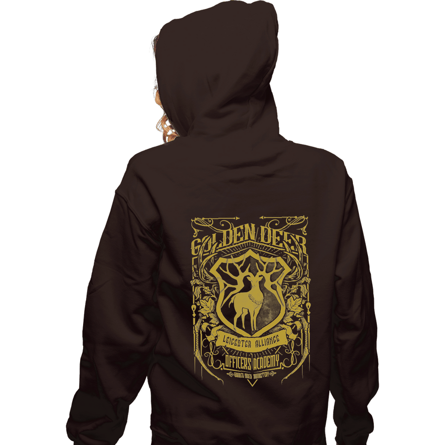 Shirts Pullover Hoodies, Unisex / Small / Dark Chocolate Golden Deer Officers Academy