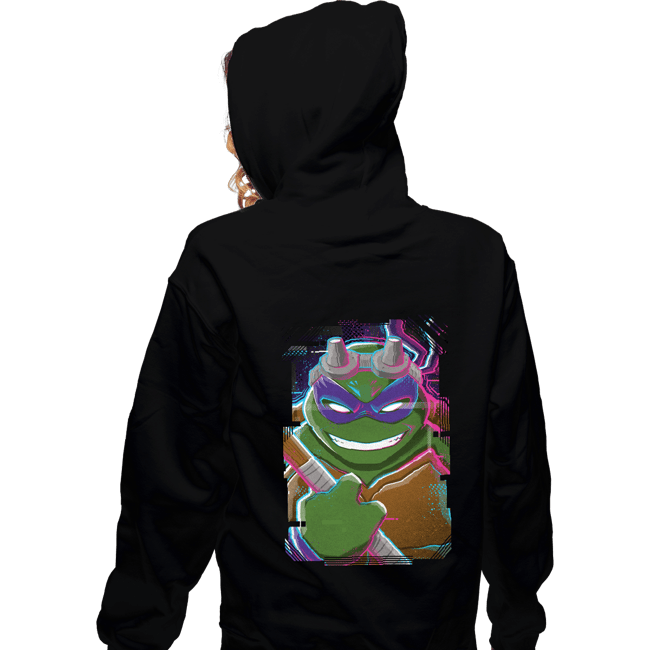 Daily_Deal_Shirts Zippered Hoodies, Unisex / Small / Black Glitch Donatello