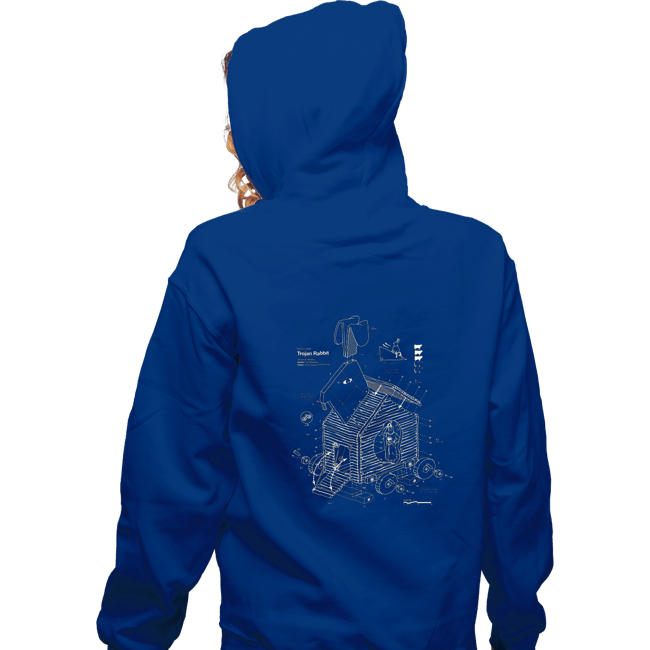 Shirts Zippered Hoodies, Unisex / Small / Royal Blue Trojan Rabbit