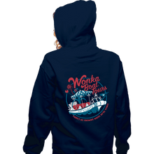 Load image into Gallery viewer, Daily_Deal_Shirts Zippered Hoodies, Unisex / Small / Navy Wonka Boat Tours
