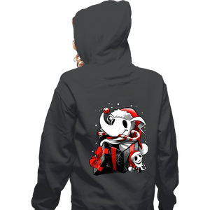 Daily_Deal_Shirts Zippered Hoodies, Unisex / Small / Dark Heather Christmas Ghost Dog