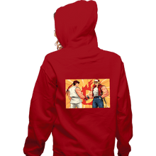 Load image into Gallery viewer, Shirts Zippered Hoodies, Unisex / Small / Red Famous Handshake
