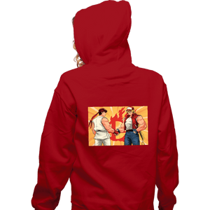 Shirts Zippered Hoodies, Unisex / Small / Red Famous Handshake