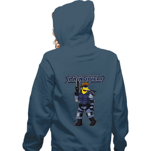 Daily_Deal_Shirts Zippered Hoodies, Unisex / Small / Indigo Blue Solid Snake