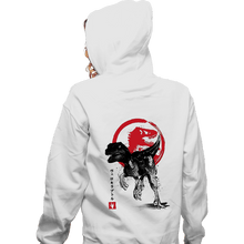 Load image into Gallery viewer, Shirts Zippered Hoodies, Unisex / Small / White Velociraptor sumi-e halftones
