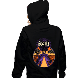 Daily_Deal_Shirts Zippered Hoodies, Unisex / Small / Black Godzilla Metal