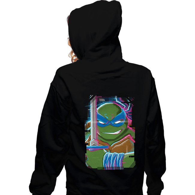 Daily_Deal_Shirts Zippered Hoodies, Unisex / Small / Black Glitch Leonardo