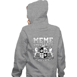 Secret_Shirts Zippered Hoodies, Unisex / Small / Sports Grey Meme University