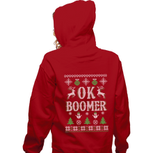 Load image into Gallery viewer, Shirts Pullover Hoodies, Unisex / Small / Red OK Boomer Ugly Christmas Sweater
