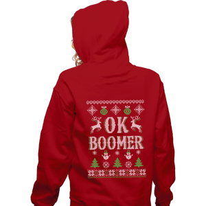 Shirts Pullover Hoodies, Unisex / Small / Red OK Boomer Ugly Christmas Sweater