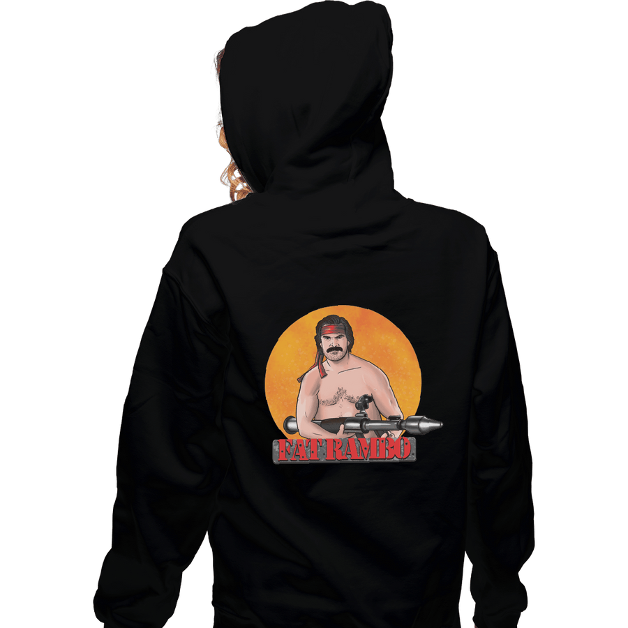 Shirts Zippered Hoodies, Unisex / Small / Black Fat Rambo