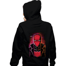 Load image into Gallery viewer, Daily_Deal_Shirts Zippered Hoodies, Unisex / Small / Black Glitch Red Hood
