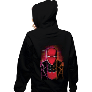 Daily_Deal_Shirts Zippered Hoodies, Unisex / Small / Black Glitch Red Hood