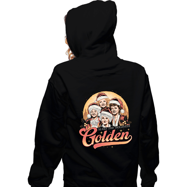 Daily_Deal_Shirts Zippered Hoodies, Unisex / Small / Black Golden Holidays