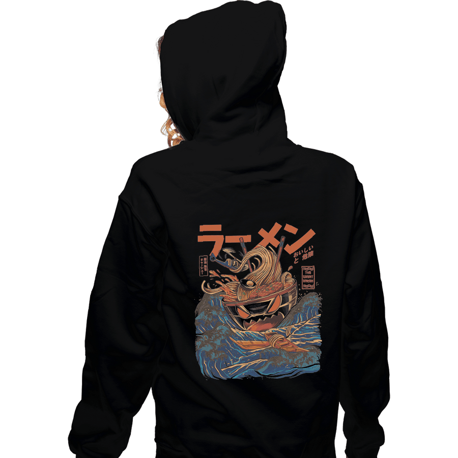 Shirts Zippered Hoodies, Unisex / Small / Black Great Ramen off Kanagawa