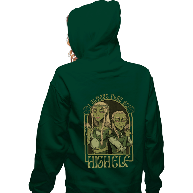 Secret_Shirts Zippered Hoodies, Unisex / Small / Irish Green I Play As High Elf