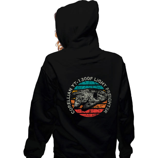 Shirts Zippered Hoodies, Unisex / Small / Black Retro Millennium Falcon Sun