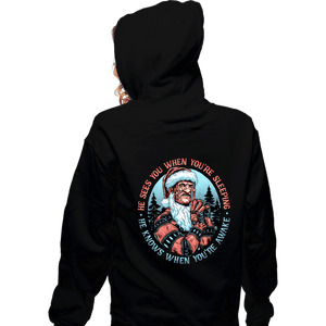 Daily_Deal_Shirts Zippered Hoodies, Unisex / Small / Black Nightmare Santa