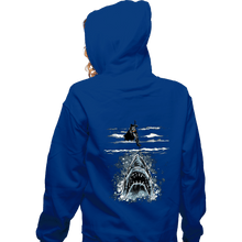Load image into Gallery viewer, Daily_Deal_Shirts Zippered Hoodies, Unisex / Small / Royal Blue Shark Repellent
