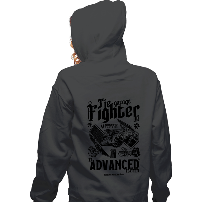 Daily_Deal_Shirts Zippered Hoodies, Unisex / Small / Dark Heather Tie Fighter Garage