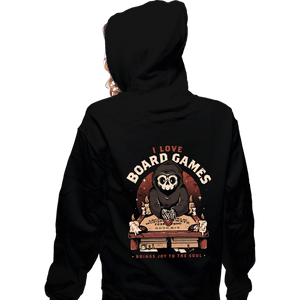 Daily_Deal_Shirts Zippered Hoodies, Unisex / Small / Black I Love Board Games