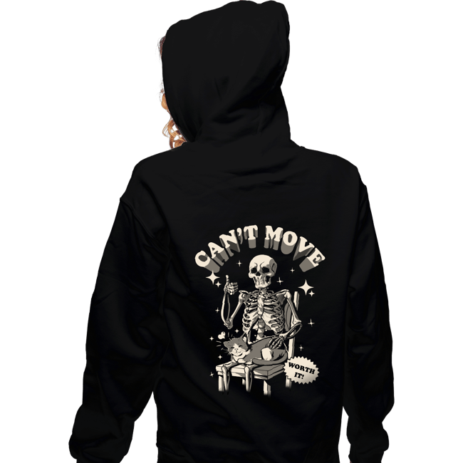 Daily_Deal_Shirts Zippered Hoodies, Unisex / Small / Black Can't Move