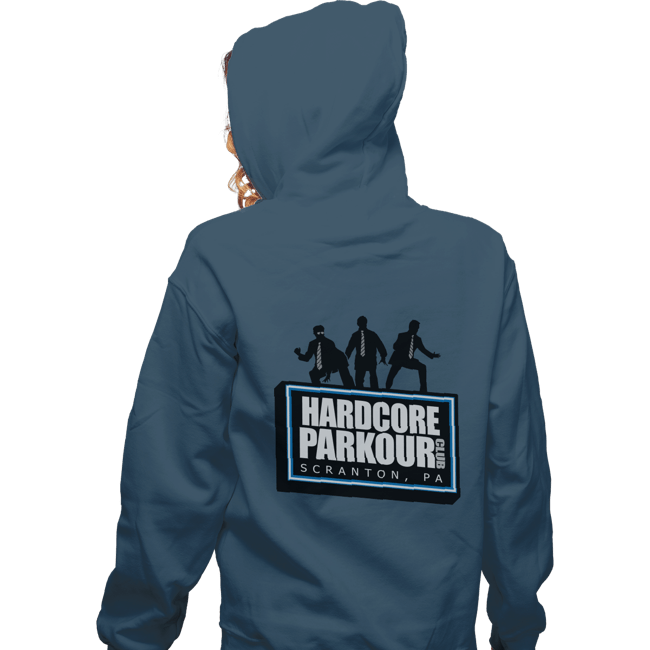 Shirts Zippered Hoodies, Unisex / Small / Indigo Blue Hardcore Parkour Club