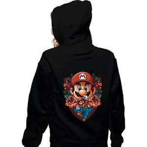 Secret_Shirts Zippered Hoodies, Unisex / Small / Black Mario Crest