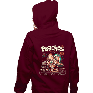 Daily_Deal_Shirts Zippered Hoodies, Unisex / Small / Maroon Peaches Peaches Peaches