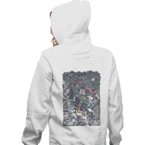 Daily_Deal_Shirts Zippered Hoodies, Unisex / Small / White Gundam Blue Dragon