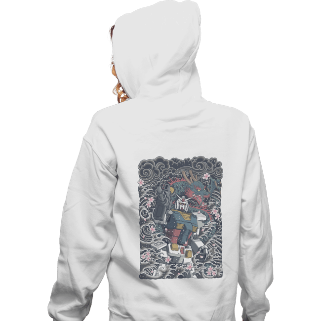 Daily_Deal_Shirts Zippered Hoodies, Unisex / Small / White Gundam Blue Dragon