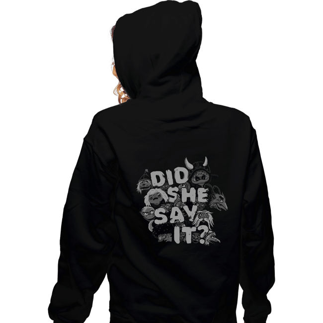 Secret_Shirts Zippered Hoodies, Unisex / Small / Black Did She?