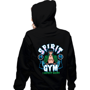 Daily_Deal_Shirts Zippered Hoodies, Unisex / Small / Black Spirit Gym