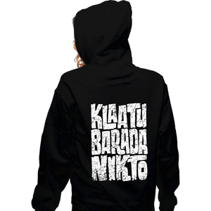 Daily_Deal_Shirts Zippered Hoodies, Unisex / Small / Black Klaatu Barada Nikto!