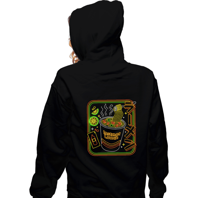 Daily_Deal_Shirts Zippered Hoodies, Unisex / Small / Black Instant Neon Lunch