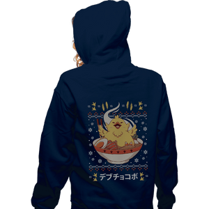 Shirts Zippered Hoodies, Unisex / Small / Navy Fat Chocobo Ramen Christmas Sweater