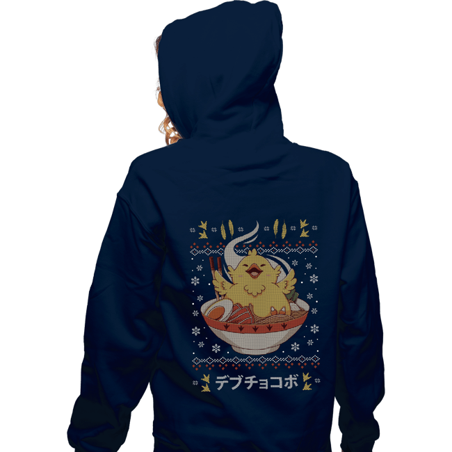 Shirts Zippered Hoodies, Unisex / Small / Navy Fat Chocobo Ramen Christmas Sweater