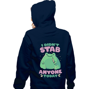 Secret_Shirts Zippered Hoodies, Unisex / Small / Navy Didn't Stab Anyone Today