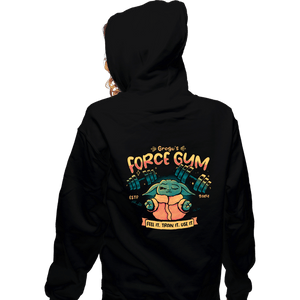 Daily_Deal_Shirts Zippered Hoodies, Unisex / Small / Black Grogu Force Gym