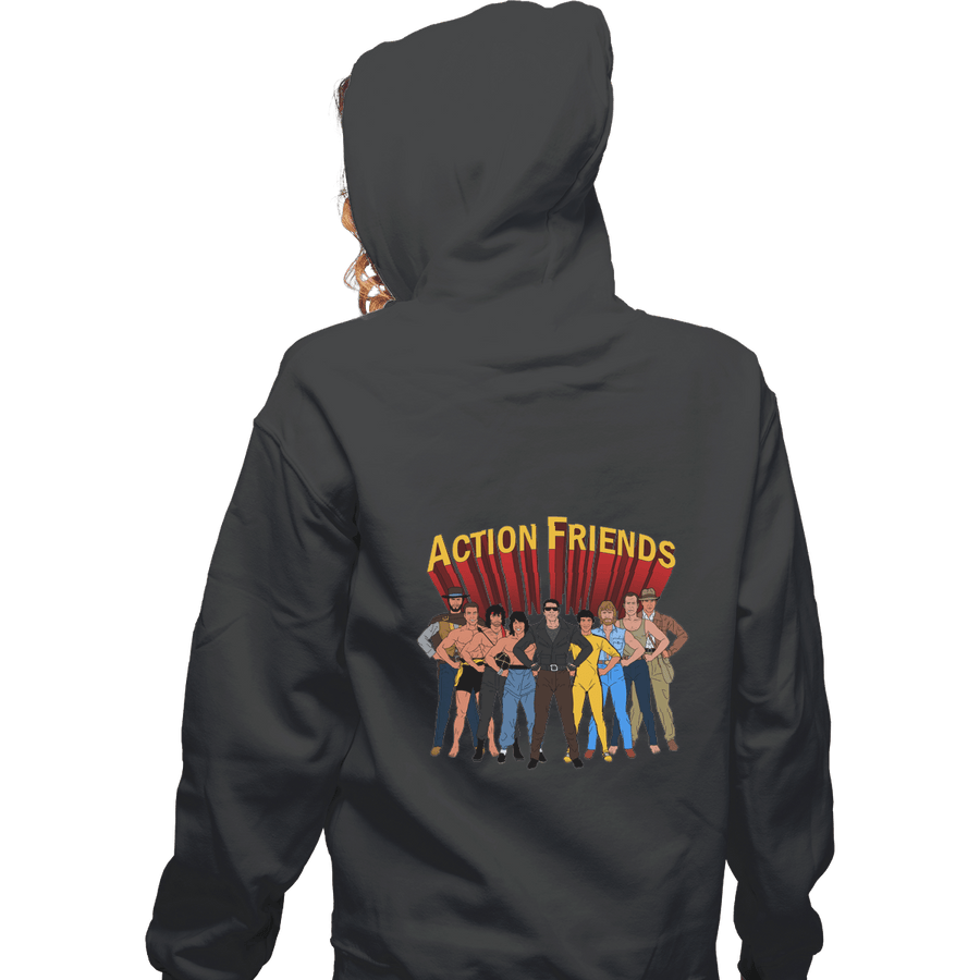 Shirts Pullover Hoodies, Unisex / Small / Charcoal Action Friends