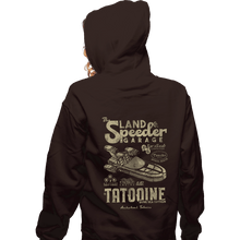 Load image into Gallery viewer, Daily_Deal_Shirts Zippered Hoodies, Unisex / Small / Dark Chocolate Land Speeder Garage
