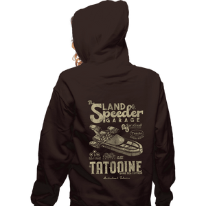 Daily_Deal_Shirts Zippered Hoodies, Unisex / Small / Dark Chocolate Land Speeder Garage