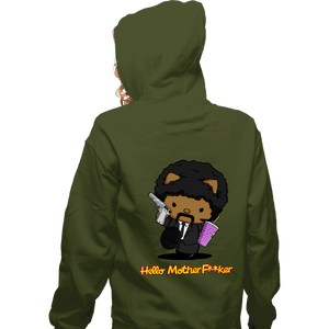 Daily_Deal_Shirts Zippered Hoodies, Unisex / Small / Military Green Kitty Fiction