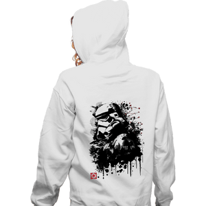 Daily_Deal_Shirts Zippered Hoodies, Unisex / Small / White Trooper In The Forest Sumi-e