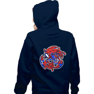 Daily_Deal_Shirts Zippered Hoodies, Unisex / Small / Navy Spider-Hog Adventure