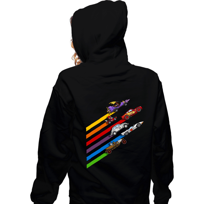 Daily_Deal_Shirts Zippered Hoodies, Unisex / Small / Black Racing Streaks